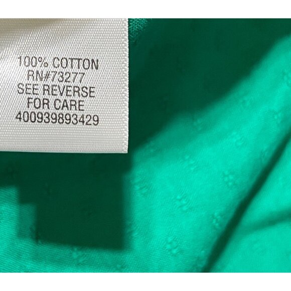 Croft & Barrow Blouse Top Women's Size L large Kelly Green Pleated Button Front - Picture 7 of 8